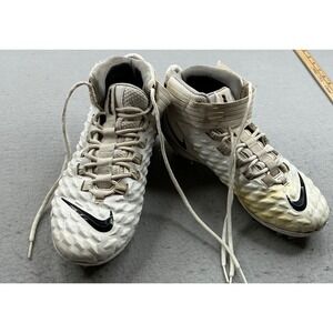 Nike Force Savage Elite Football Cleats High Top Ankle Strap White Black Mens